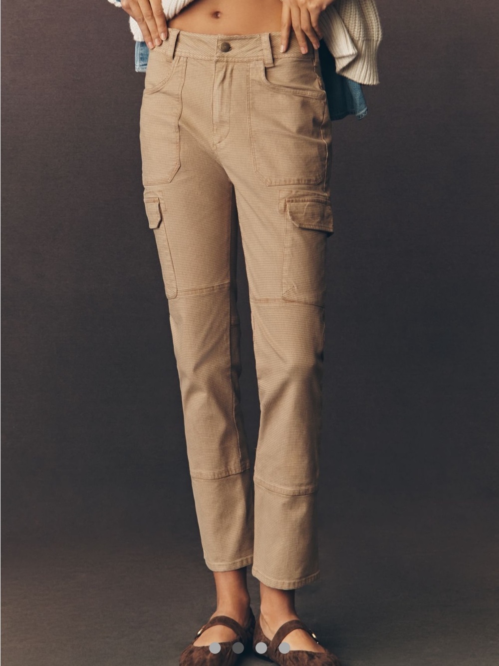 Pilcro Anthropologie Summit Brown and Cream Houndstooth Cargo Pants - Picture 2 of 14